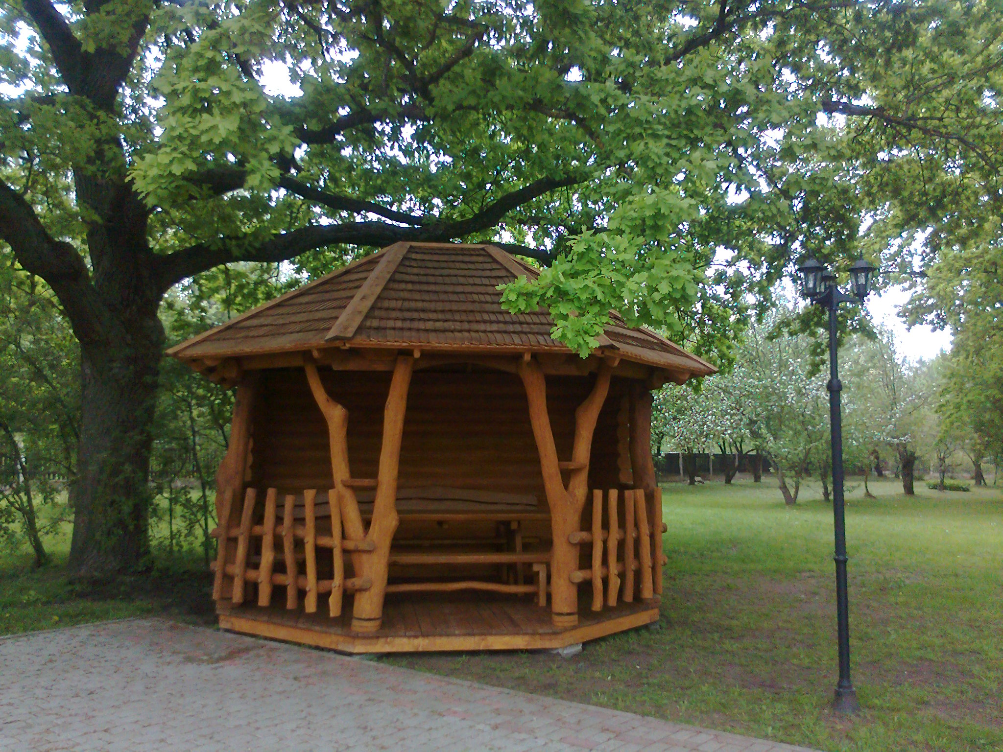 Rustic-style gazebo under an old oak No. 26-12